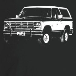 1982 Bronco Three Quarter Angle View Dark Color T Shirt