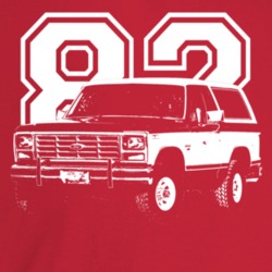 1982 Bronco Three Quarter Angle View With Year Dark Color T Shirt