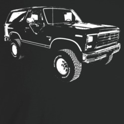 1983 Bronco Three Quarter Angle View Dark Color T Shirt