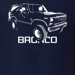 1983 Bronco Three Quarter Angle View With Model Name Dark Color T Shir