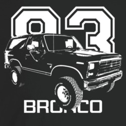 1983 Bronco Three Quarter Angle View With Year And Model Name Dark Col