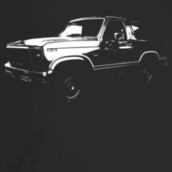 1984 Bronco Three Quarter Angle View Dark Color T Shirt