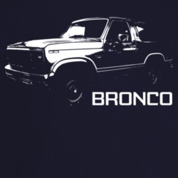 1984 Bronco Three Quarter Angle View With Model Name Dark Color T Shir