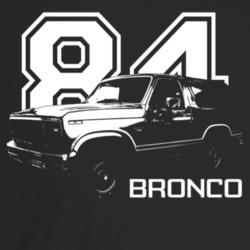 1984 Bronco Three Quarter Angle View With Year And Model Name Dark Col