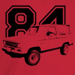 1984 Bronco I I Three Quarter Angle View With Year Light Color T Shirt