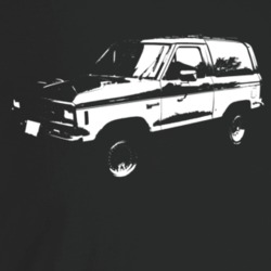 1984 Bronco I I Three Quarter Angle View Dark Color T Shirt