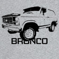 1985 Bronco Three Quarter Angle View With Model Name Light Color T Shi