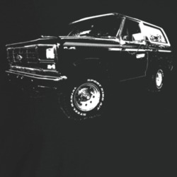 1985 Bronco Three Quarter Angle View Dark Color T Shirt
