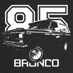 1985 Bronco Three Quarter Angle View With Year And Model Name Dark Col