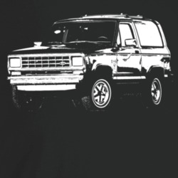 1985 Bronco I I Three Quarter Angle View Dark Color T Shirt