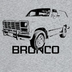 1986 Bronco Three Quarter Angle View With Model Name Light Color T Shi