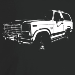 1986 Bronco Three Quarter Angle View Dark Color T Shirt