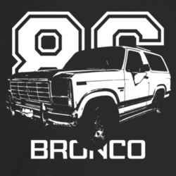 1986 Bronco Three Quarter Angle View With Year And Model Name Dark Col