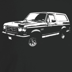 1987 Bronco Three Quarter Angle View Dark Color T Shirt