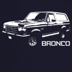 1987 Bronco Three Quarter Angle View With Model Name Dark Color T Shir