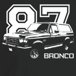 1987 Bronco Three Quarter Angle View With Year And Model Name Dark Col
