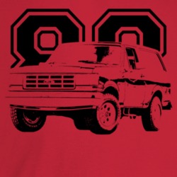 1988 Bronco Three Quarter Angle View With Year Light Color T Shirt
