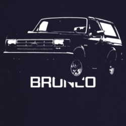 1988 Bronco Three Quarter Angle View With Model Name Dark Color T Shir