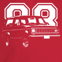 1988 Bronco I I Three Quarter Angle View With Year Dark Color T Shirt