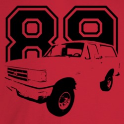 1989 Bronco Three Quarter Angle View With Year Light Color T Shirt