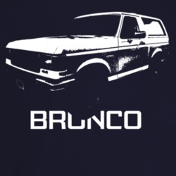 1989 Bronco Three Quarter Angle View With Model Name Dark Color T Shir
