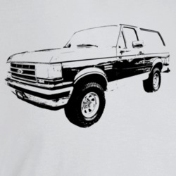 1990 Bronco Three Quarter Angle View Light Color T Shirt