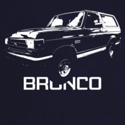 1990 Bronco Three Quarter Angle View With Model Name Dark Color T Shir