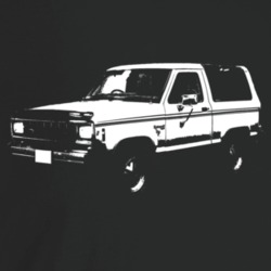 1990 Bronco I I Three Quarter Angle View Dark Color T Shirt