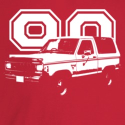 1990 Bronco I I Three Quarter Angle View With Year Dark Color T Shirt