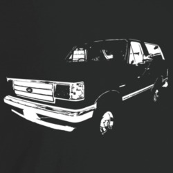 1991 Bronco Three Quarter Angle View Dark Color T Shirt