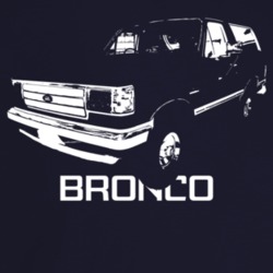 1991 Bronco Three Quarter Angle View With Model Name Dark Color T Shir