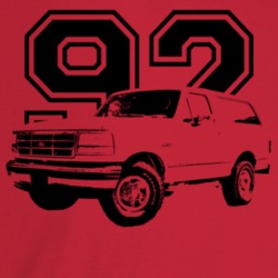 1992 Bronco Three Quarter Angle View With Year Light Color T Shirt
