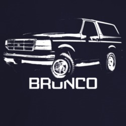 1992 Bronco Three Quarter Angle View With Model Name Dark Color T Shir