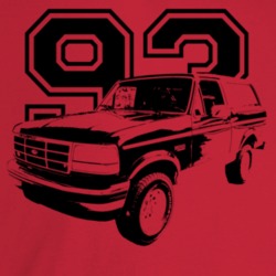 1993 Bronco Three Quarter Angle View With Year Light Color T Shirt