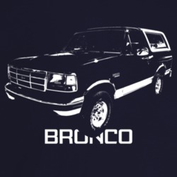1993 Bronco Three Quarter Angle View With Model Name Dark Color T Shir