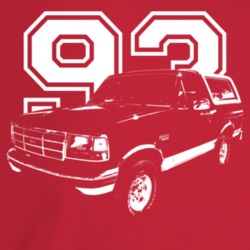 1993 Bronco Three Quarter Angle View With Year Dark Color T Shirt