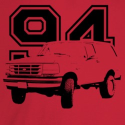 1994 Bronco Three Quarter Angle View With Year Light Color T Shirt