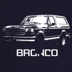 1994 Bronco Three Quarter Angle View With Model Name Dark Color T Shir