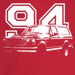 1994 Bronco Three Quarter Angle View With Year Dark Color T Shirt