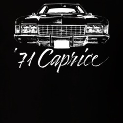1971 Caprice Grill View With Model Year Dark Color T Shirt