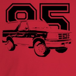 1995 Bronco Three Quarter Angle View With Year Light Color T Shirt