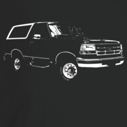 1995 Bronco Three Quarter Angle View Dark Color T Shirt