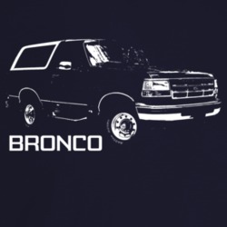 1995 Bronco Three Quarter Angle View With Model Name Dark Color T Shir