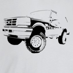 1996 Bronco Three Quarter Angle View Light Color T Shirt
