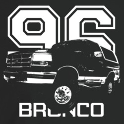 1996 Bronco Three Quarter Angle View With Year And Model Name Dark Col