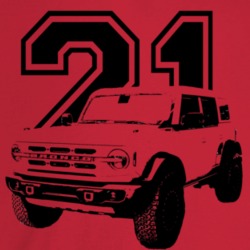 2021 Bronco Three Quarter Angle View With Year Light Color T Shirt
