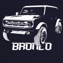 2021 Bronco Three Quarter Angle View With Model Name Dark Color T Shir