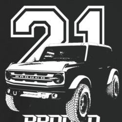 2021 Bronco Three Quarter Angle View With Year And Model Name Dark Col