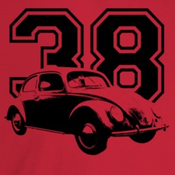 1938 V W Beetle Three Quarter Angle View With Year Light Color T Shirt