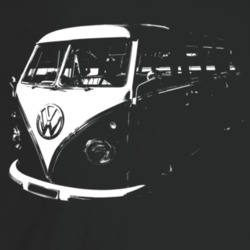 1960 V W Type 2 Transporter Three Quarter Angle View Dark Color T Shir
